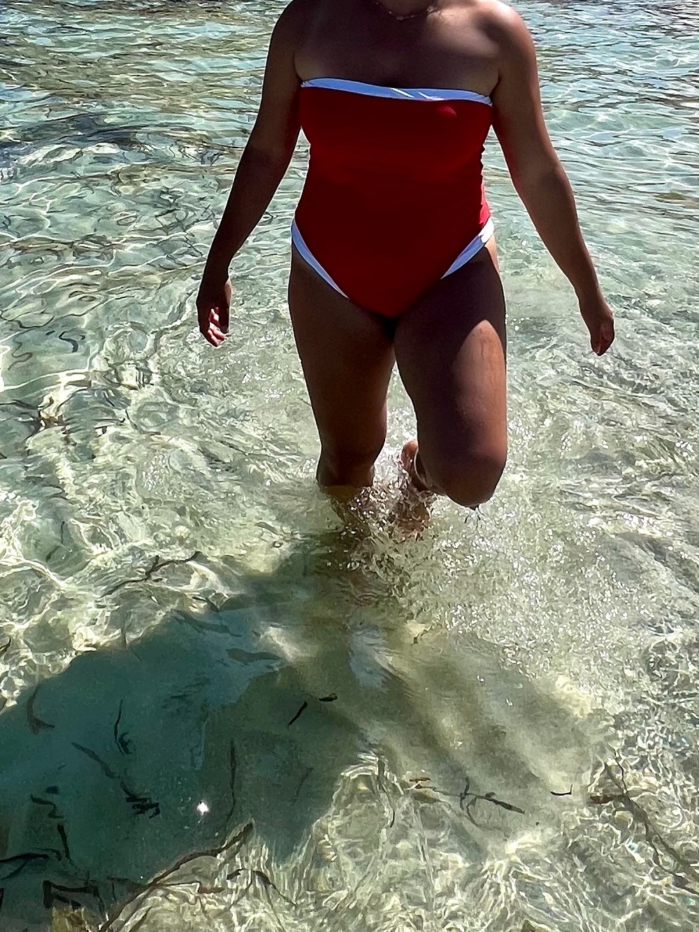 Abercrombie & Fitch Red and White Strapless One-Piece Swimsuit - Picture 4 of 4